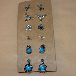 New Turquoise and Silver Earring Set
